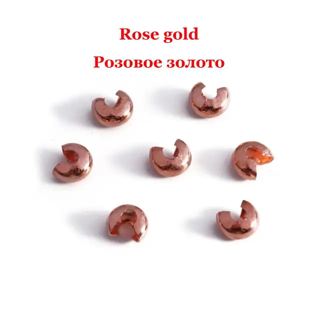 100pcs Open Crimp Beads Covers Crimp End Beads Stopper Spacer Beads For DIY Jewelry Making Findings Supplies quetschperlen Rose gold
