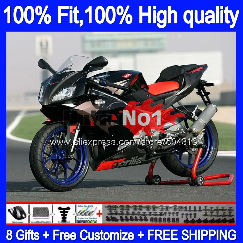Инъекции для Aprilia RS-125 RSV125 R 34MC. 1 черного и золотого цвета RS 125 2006 2007 2008 2009 2010 2011 RS125 06 07 08 09 10 11 обтекатель