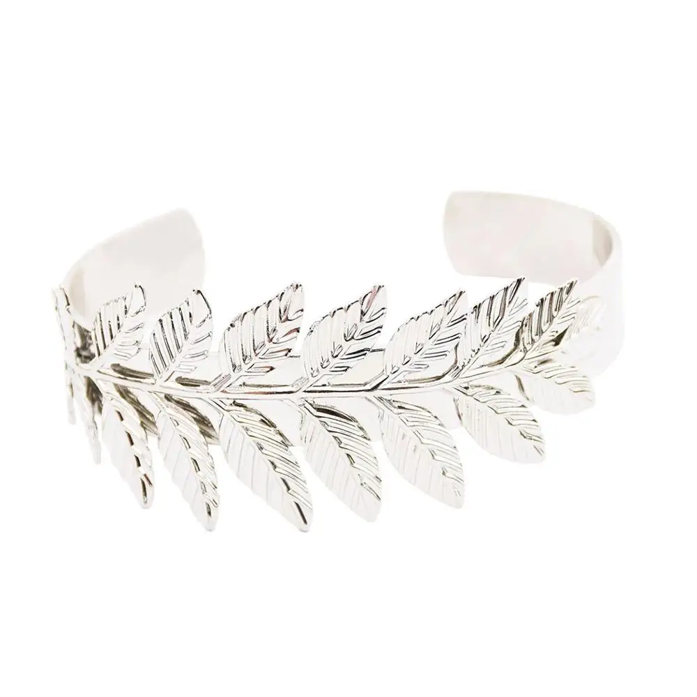 Bracelet Silver Корона в виде золотых листьев, Лавровая тиара, греческий лист на спине, головной убор с жемчугом, свадебная тиара, головная повязка для женщин, корона для волос, свадебные аксессуары для волос - Окраска металла: Bracelet Silver