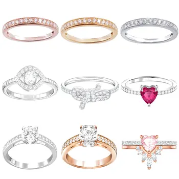 

High Quality Swa Original Fashion Classic Bow Red Love Round Diamond Ring Jewelry Wholesale.