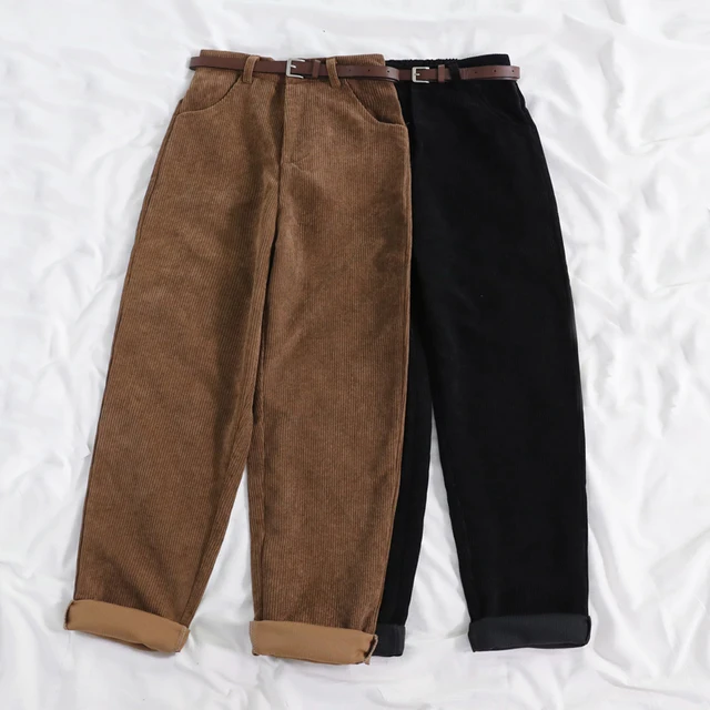 Women Spring Corduroy Pants Pants & Capris Women's Apparel Women's Bottoms color: Black|COFFEE