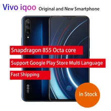 VIVO iQOO Android 9 мобильный телефон OTA обновление отпечатков пальцев ID Snapdragon 855 NFC type-C 4000 мАч 44 Вт Быстрая зарядка 4D игровой мобильный телефон