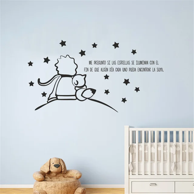 little prince Vinyl Wallpaper Roll Furniture Decorative Wall Decals Wall Decoration Murals For Kids black