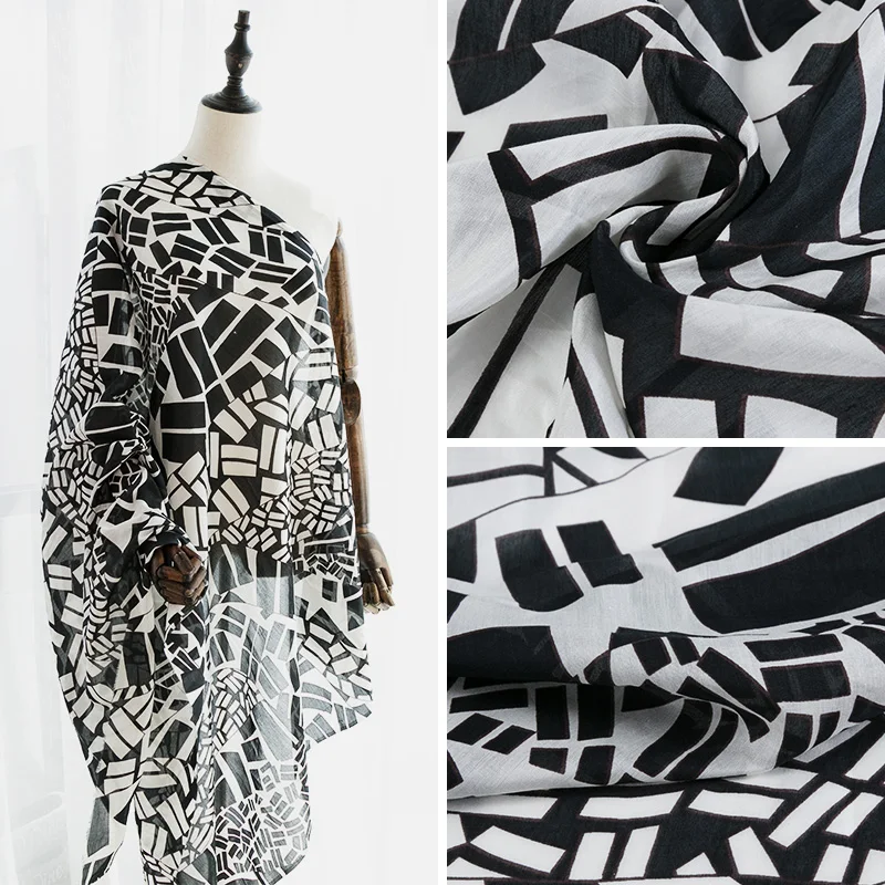 Хлопчатобумажная шелковая ткань, тканая набивная ткань для женского платья и шарфа, тонкая ткань 50*114 см/шт W31