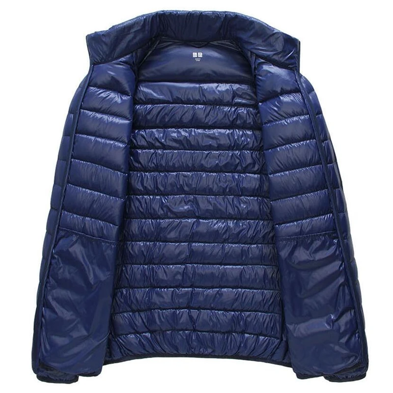Autumn Winter Down Jacket Men Casual Stand Collar Ultra Light Parka Coat Portable Outwear Windproof White Duck Down Jacket 6XL