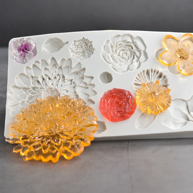 

3D Multi-Color Flower Shape Silicone Soap Mold Model Chocolate Cake Mold Handmade Diy Cake Fondant Decoration Fondant Mould