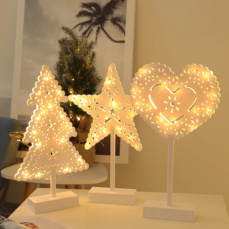 

2019 New Star Heart Love Night Light Battery Power Table Lamp LED Christmas Tree Shape Light Home Desktop Bedroom Decorations