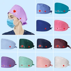 Unisex Medical ECG Embroidery Multi-purpose Adjustable Nurse Hat Button Cap Working Cap Hair Hat