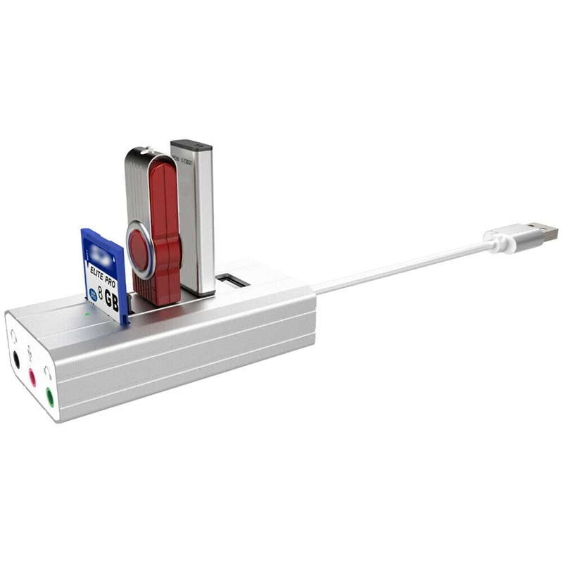 3 usb хаб внешняя звуковая карта AUX микрофон гарнитура адаптер TF SD для ноутбука