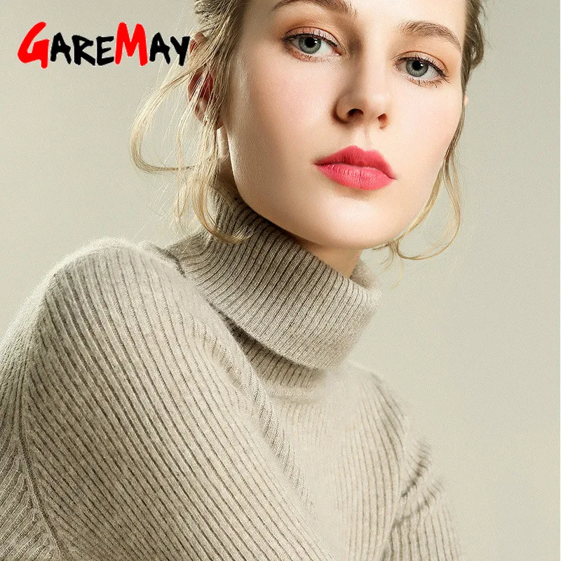 

Knitted Cashmere Sweaters for Women Turtleneck Jumper Long Sleeve Basic Pullover Winter Casual Women's Knitted Sweaters