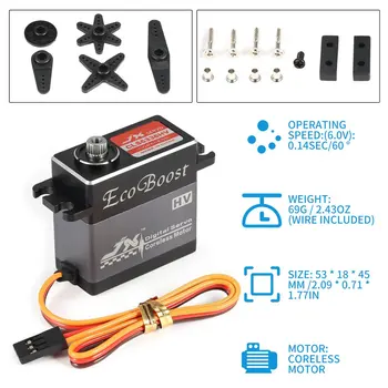 

JX CLS6336HV 6-7.4V High Voltage Metal Gear Aluminium Shell Digital Coreless Servo for 1/8 RC Car & 2000mm Fixed-Wing Airplane