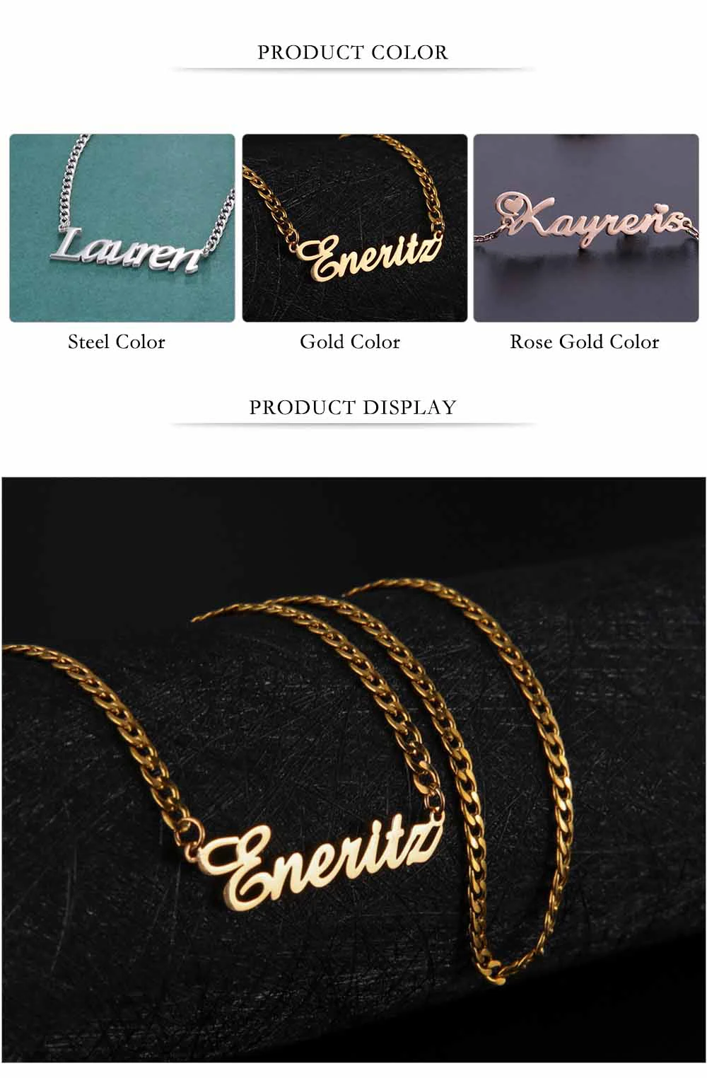 Lemegeton 3 mm kubanische Kette, personalisierte, individuelle Namenskette für Damen und Herren, goldfarben, Edelstahl, Schmuck, Mama-Geschenke – Detail 8
