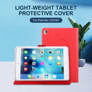

360 Degrees Rotating PU Leather Flip Cover Protective Case For iPad Mini 1/2/3/4/5 Tablet Case Stand Holder Red