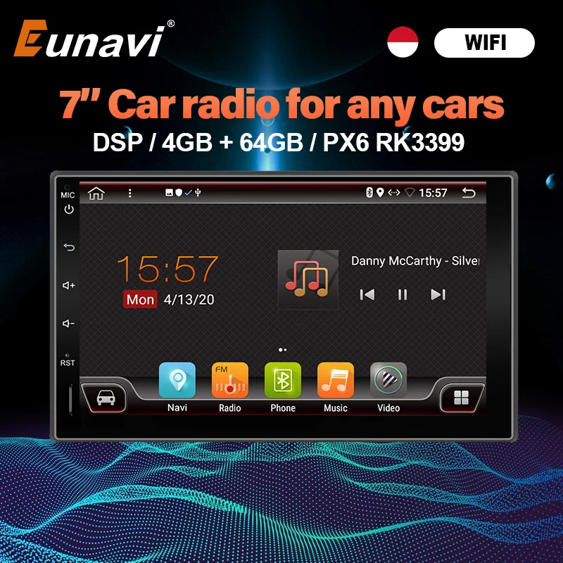 EU Warehouse Eunavi 2 Din Android 10 Universal Car Radio Stereo PC Multimedia Player GPS Navigation 7 inch Screen 2Din no DVD