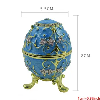 

Flowers Faberge-Egg Hand Painted Jewelry Trinket Box Gift for Easter Home Decor