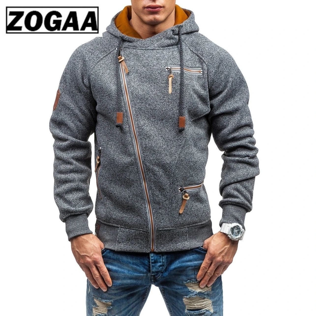 2019 colores de moda para hombre casual cremallera diagonal sudadera cremallera decorativa Sudadera con capucha talla grande S con capucha y sudaderas| - AliExpress