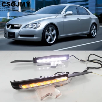 

CSGJMY 1Pair DRL For Toyota MARK X REIZ 2004 2005 2006 2007 2008 2009 LED DRL Daytime Running Light With Turn Signal Fog Lamp