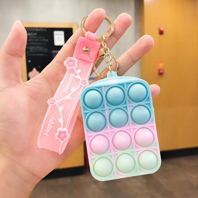 New Popit Mini Money Wallet Fingertip Toys Push Bubble Popite Pendant Bag Hot Sale Adult Decompression Toys Children Anti-Stress keychain bag 08