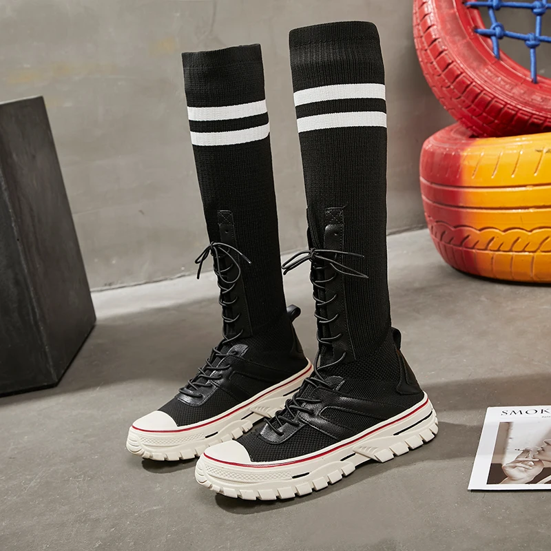 

Women Sports Boots Female Shoes Fashion Women Sports Boots elastic fabric Autumn Boots Womens elastic fabric Boot Female