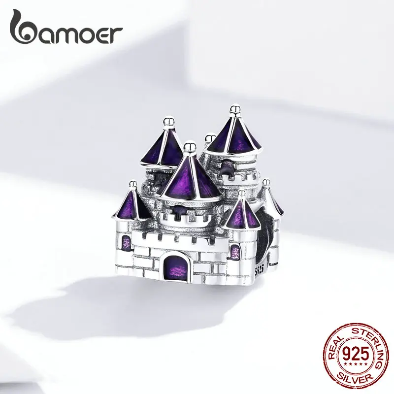 Женский браслет bamoer ювелирное изделие из 100% серебра 925 пробы с фиолетовой эмалью