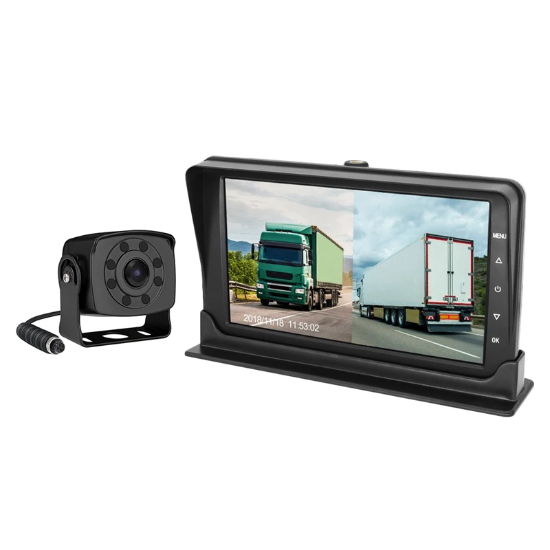 

1080P HD Vehicle Trucks Bus Cameras DVR Dual Dash Cams Record 7 inch 12-35V G-Sensor Night Vision Reverse Camera LED Monitor