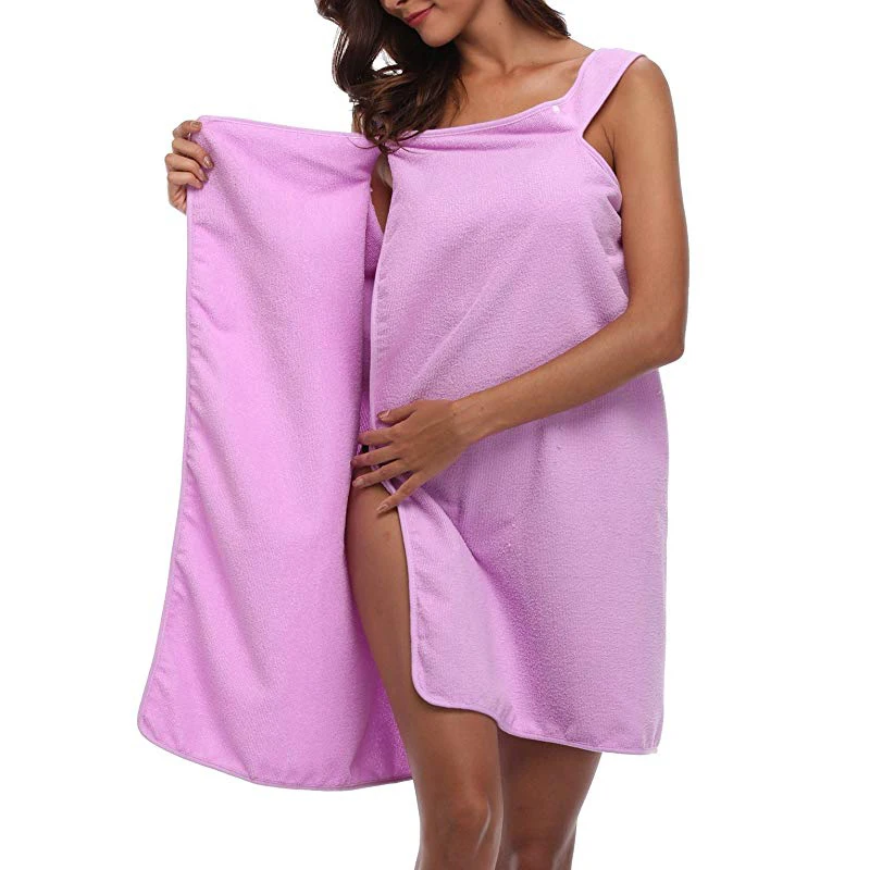 New Home Textile Women Quick Drying Bath Towel Wearable Soft Button Wrap Solid Dress Absorbent Beach Towels Swim Spa Robes