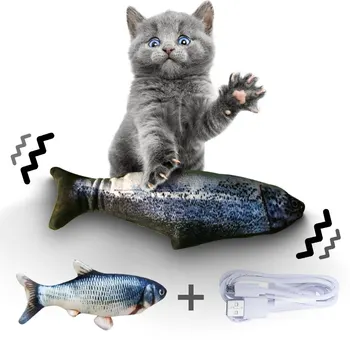 

Electronic Pet Cat Toy Electric USB Charging Simulation Fish Toys For Dog Cat Chewing Playing Plush Interactive Gift Catnip Toy