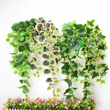 

Artificial Hanging Green Plant Shopping Mall Decoration Vine Begonia Potato Fake Wall Leaves Ceiling For Wedding Venue Layout