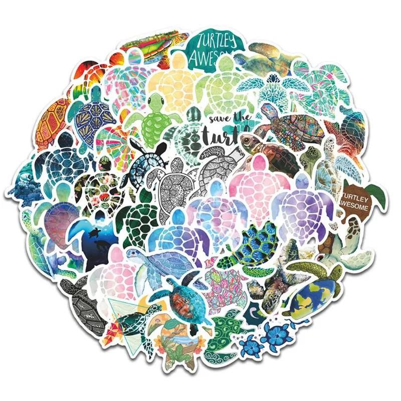 

10/30/50PCS color cute tortoise hand account graffiti notebook suitcase waterproof stickers decoration children's toys wholesale