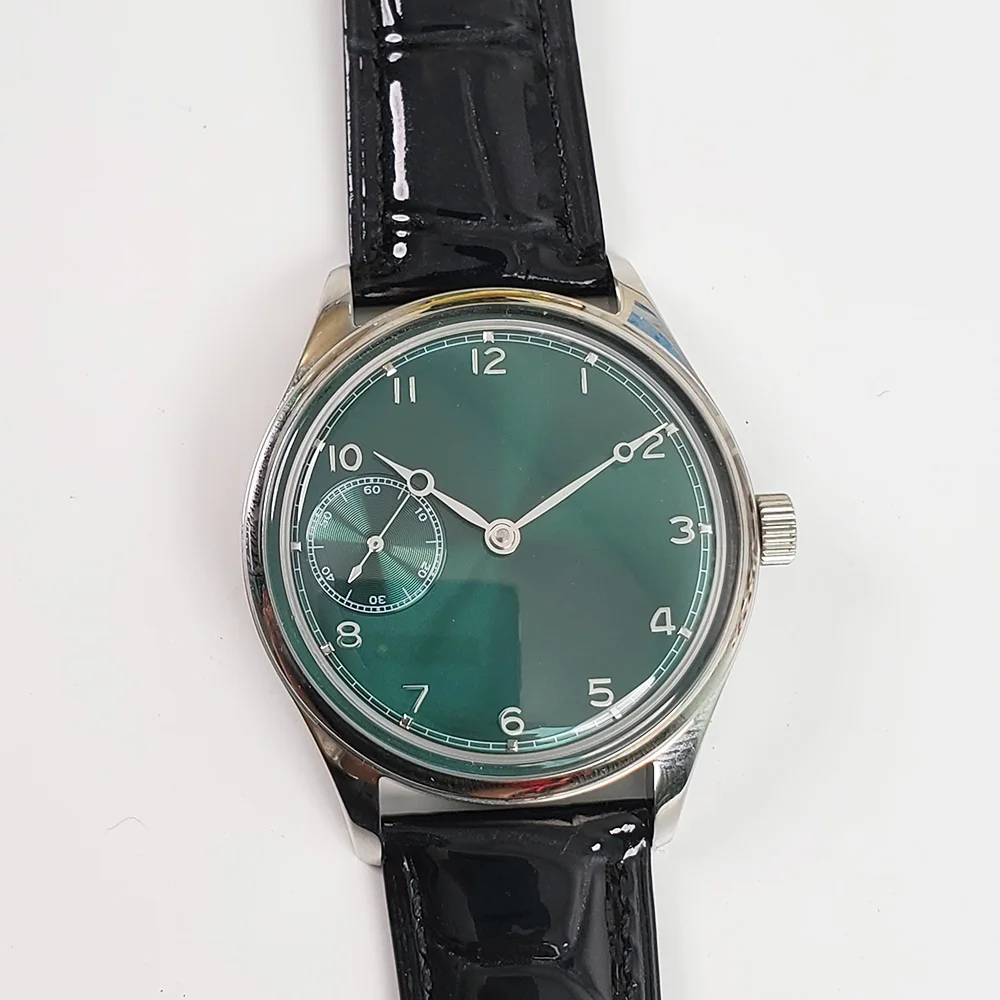 

Parnis 42.5MM Green Sterile Dial Manual Winding 6497 Mechanical Men's Watch Stainless Steel Case Leather Watch