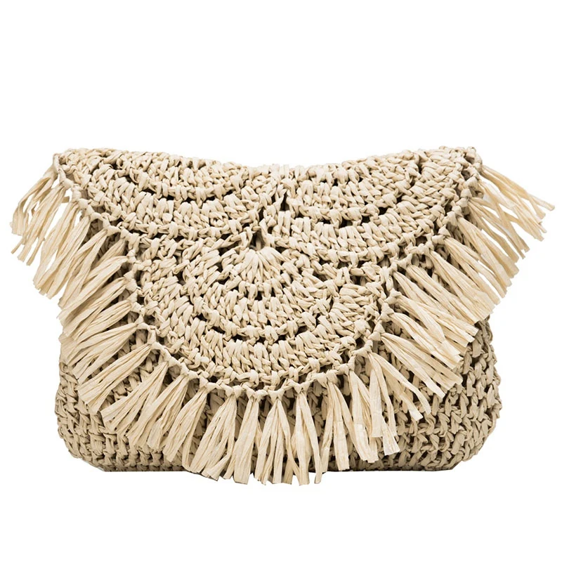 

New Pretty Women Straw Bag Summer Beach Rattan Messenger Shoulder Bags for Ladies Tassel Wicker Weave Bag Fashion