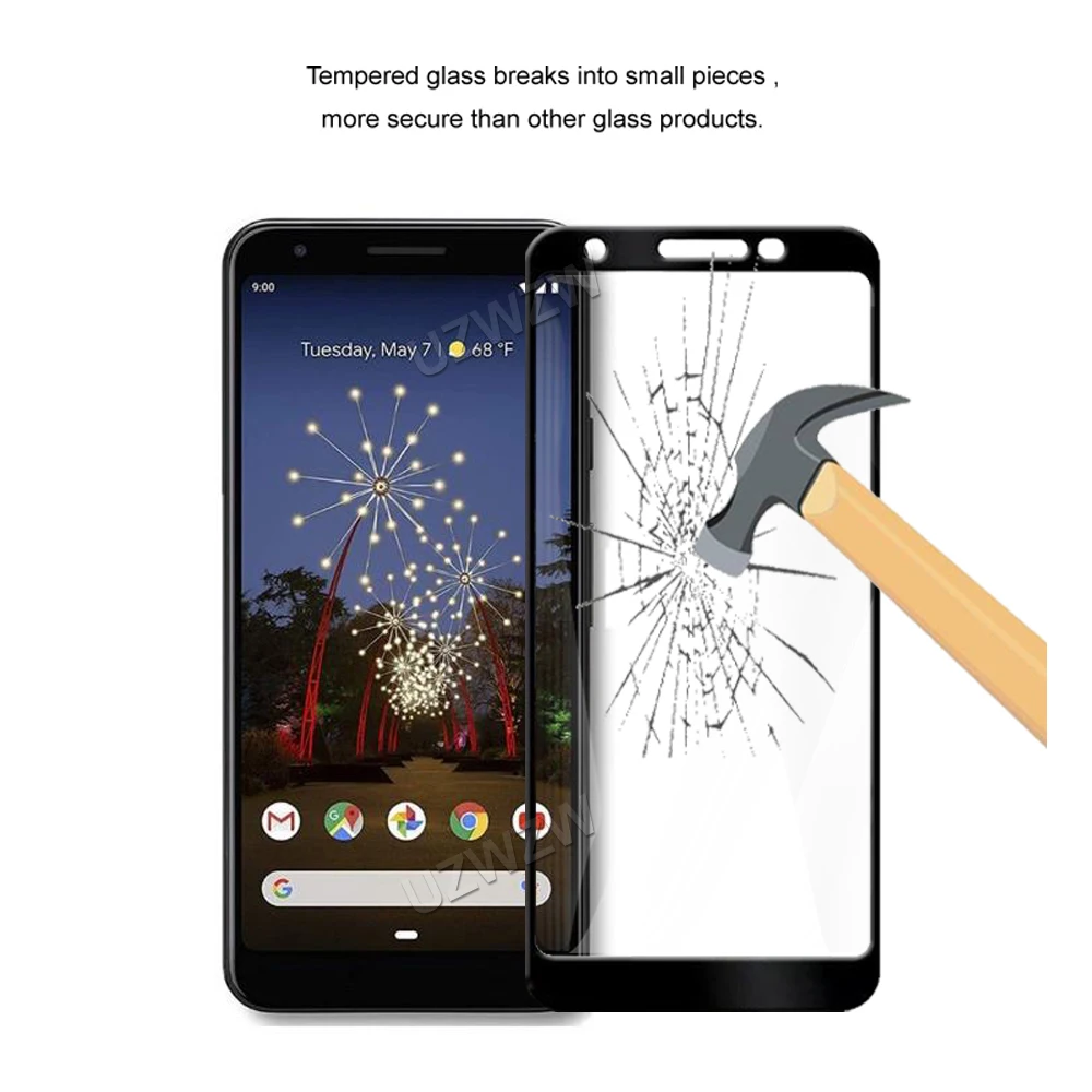 For Google Pixel 3a XL Full Coverage Tempered Glass Phone Screen Protector Protective Guard Film 2.5D 9H Hardness