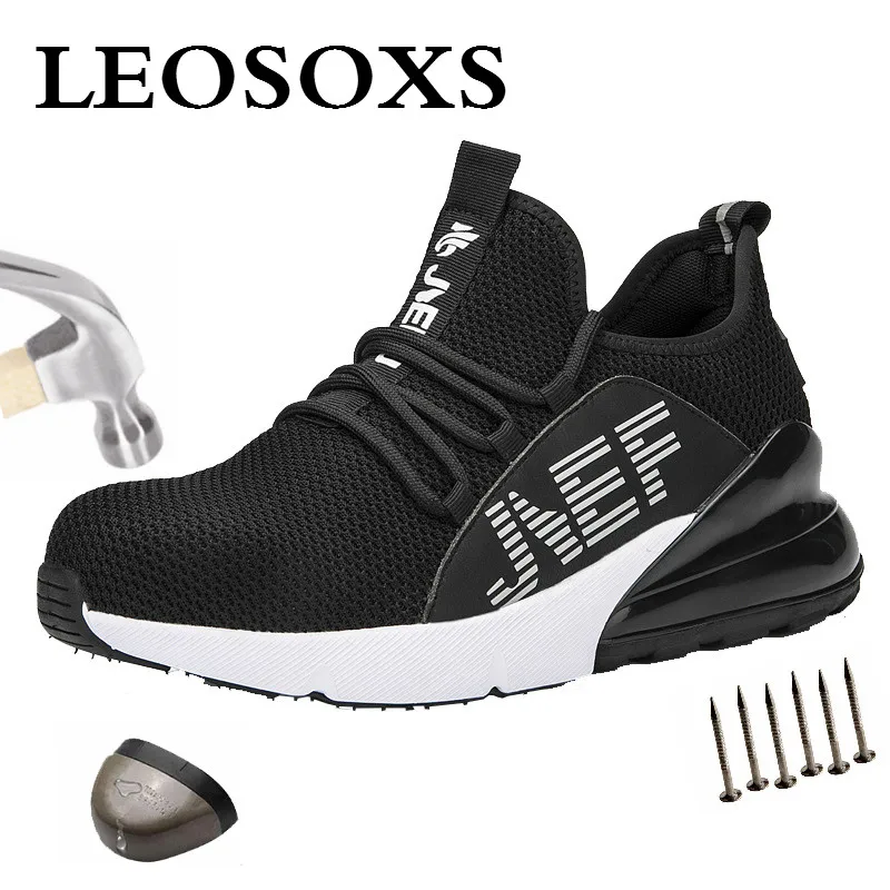 LEOSOXS Breathable Safety Shoes Steel Toe Anti-smashing Steel Toe Cap Plus Size Men and Women Comfort Mesh Sneakers Dropshipping