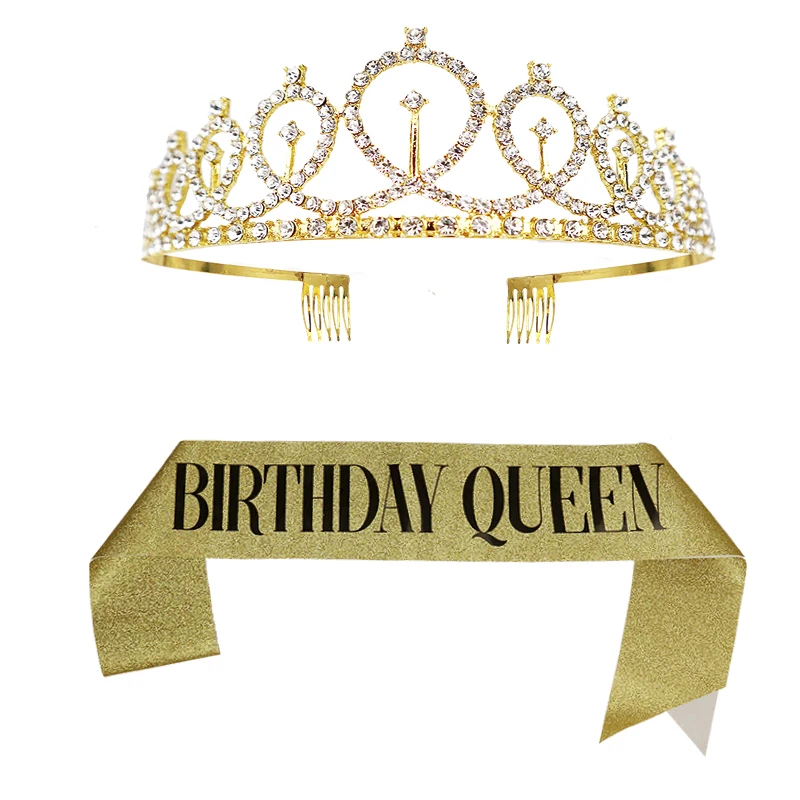 Tiara Zum 18. Geburtstag Mit Schärpe – Glitzernde Krone Und Satin-Schärpe, Prinzessinnen-Deko Für Frauen