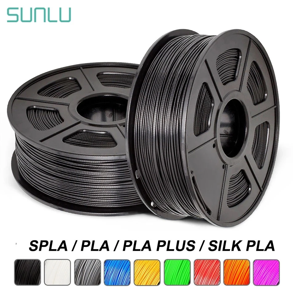 SUNLU-filamento de impresora 3D PLA Plus, 1,75mm, arcoíris, 1KG, carrete de seda, Material de impresión 3D