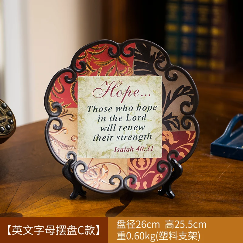 American Decorative dish Creative Living Room Genuine Decoration European Study Wine Cabinet Decoration Crafts Ceramic plate - Color: C