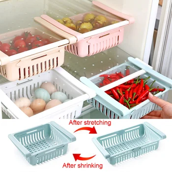

Kitchen Adjustable Stretchable Refrigerator Storage Organizer Drawer Basket Refrigerator Drawers Fresh Spacer Layer Storage Rack