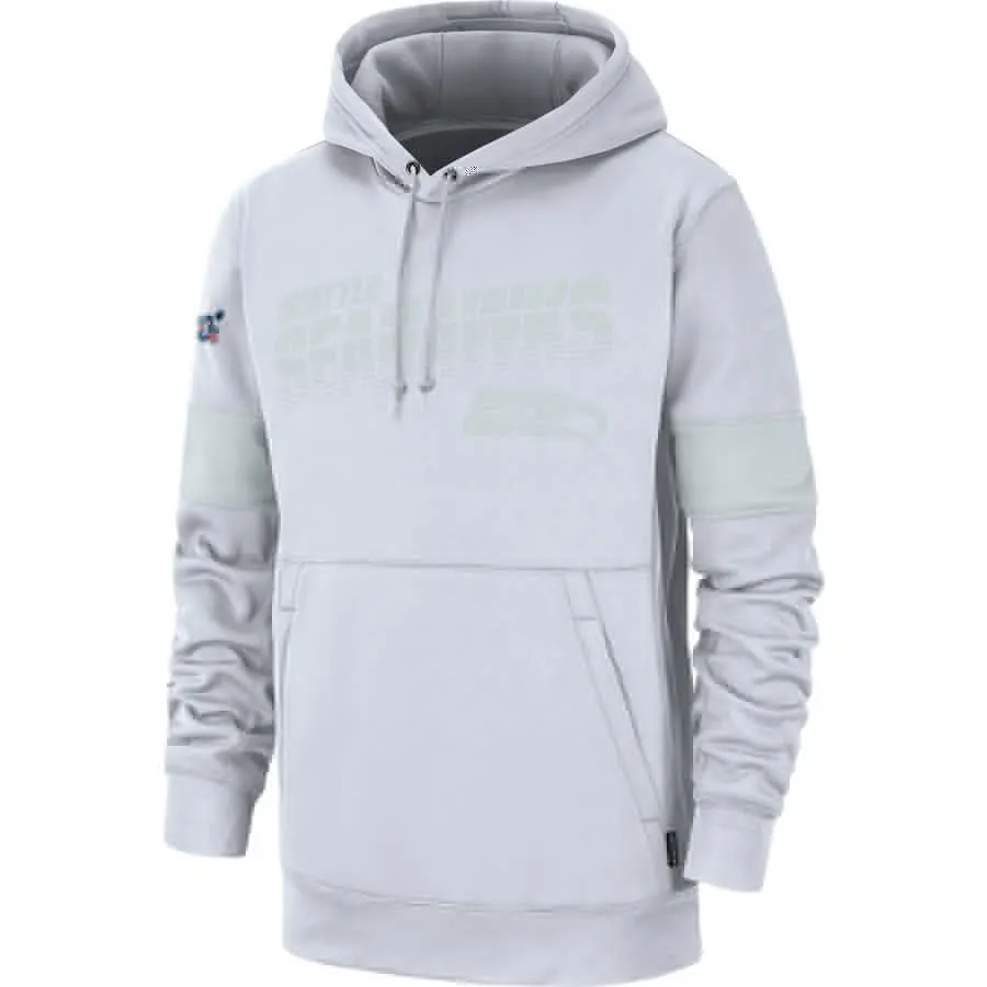 Сиэтл мужские толстовки Seahawks 100th Sideline Platinum Therma пуловер с капюшоном Белый