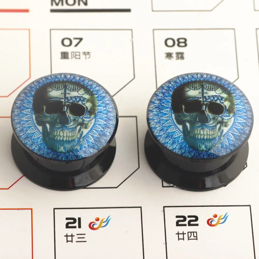 Пирсинг Туннель с двумя расширяющимися концами черепа Skeletion ушной Туннель Вилки внутренние серьги измерительные приборы ювелирные изделия с расширителем для тела для женщин 4-16 мм 16 шт