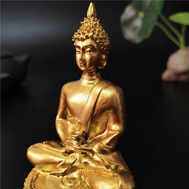 Statue de Bouddha Dorée de Thaïlande, Sculpture de Bouddha de Méditation, Figurine Hindou Fengshui, Ornements de Décoration de Jardin pour la Maison 5