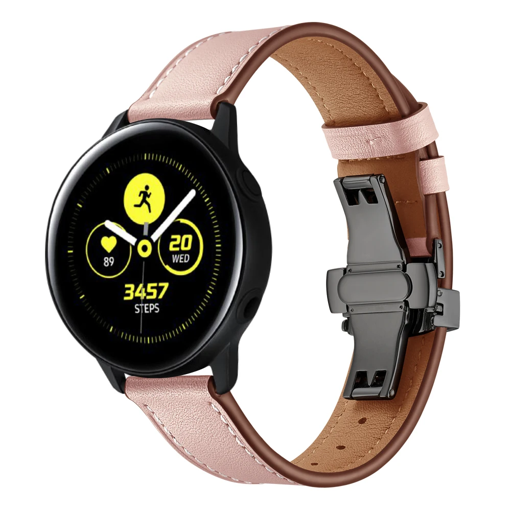 UEBN кожаный ремешок с черной бабочкой для samsung Active 2 40 мм 44 мм SM-R820 R830 R500 R600 R810 Galaxy Watch 42 мм ремешок для часов