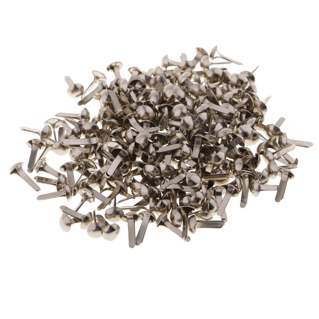 200 Pieces Mini Round Head 4.5mm Metal Brads Paper Fasteners Scrapbooking Embellishment for Paper Decoration Kids DIY Craft