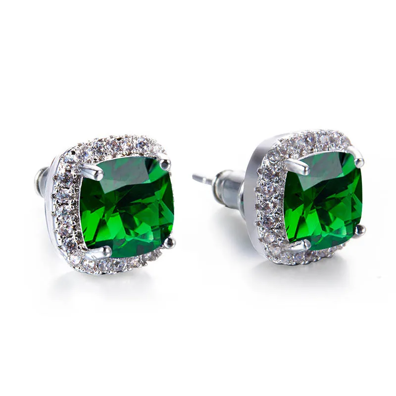 M01-07-01 Bague Ringen, 925 пробы, серебряные серьги-гвоздики для женщин, яркие, Rectange, опал, серьги для помолвки, свадебные украшения, подарки - Цвет камня: M01-07-01