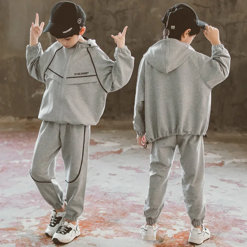 

New Arrival Teenage Boys Clothing Set Autumn Children Sport Suits Letter Print Hooded Jacket and Long Pants Two Piece Clothes