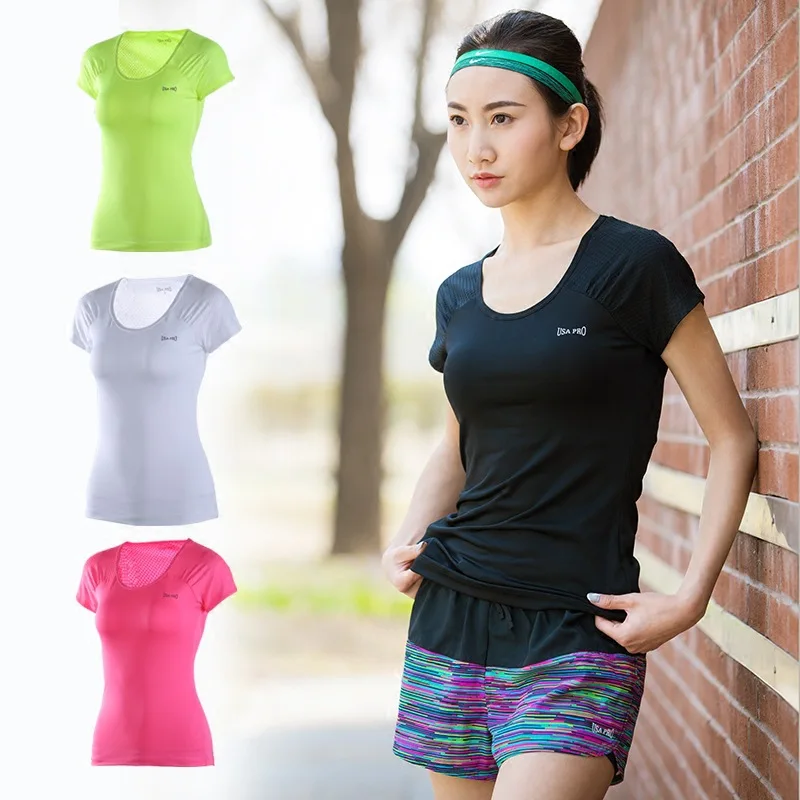 

[Sports Clothing Customizable] Outdoor Sports Short Sleeve Fitness Running Quick Drying Clothes Crew Neck Elasticity Fitness Clo