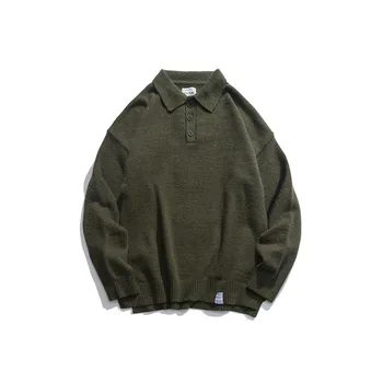 

Luoye luo ye 2019 Winter New Style Men Loose-Fit Japanese-style Origional Fold-down Collar Multi-color Sweater My1907