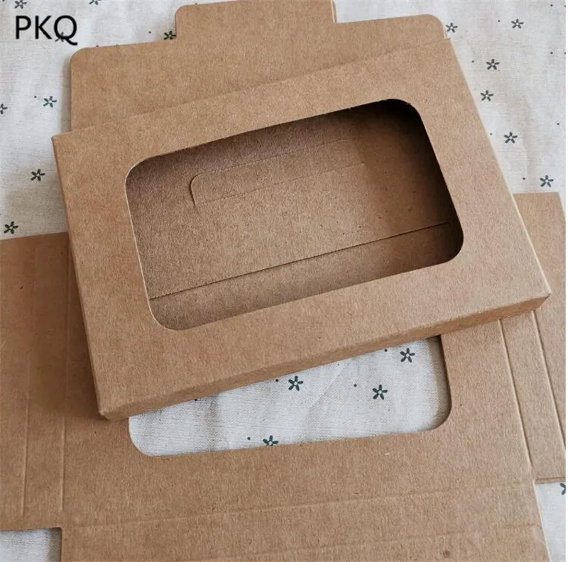 

Vintage Hollow Design Postcard Boxes Brown Kraft Paper Envelope Postcard Boxes Greeting Photo Post Card Package Box with window