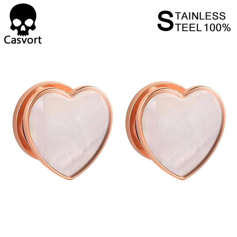 Casvort 2PCS new fashion ear plug tunnel body jewelry piercing ear gauges expander stretcher pair selling - Окраска металла: rose gold