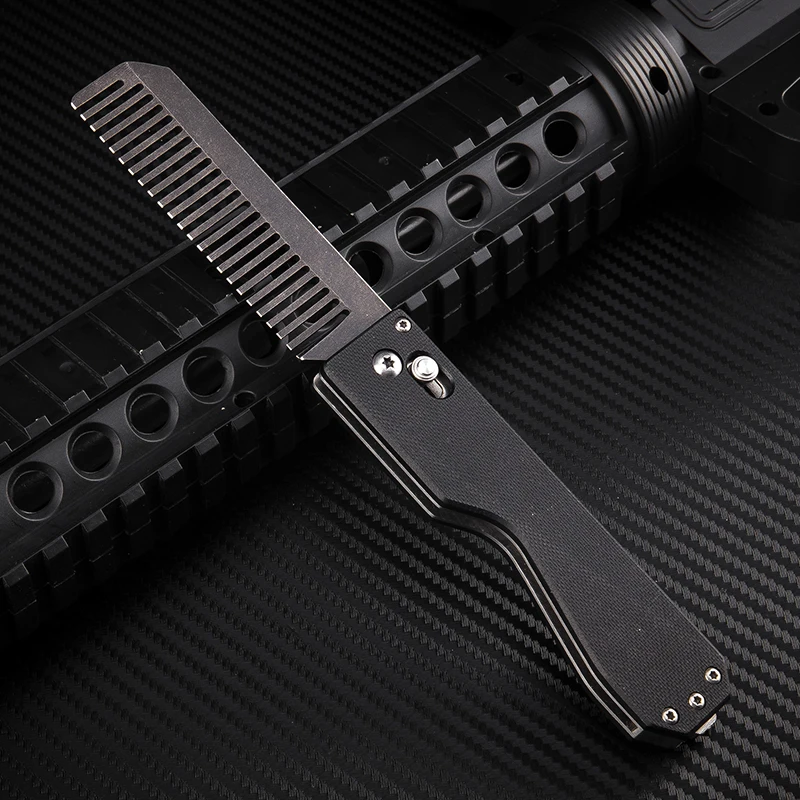 EDC Складная тактическая расческа Вольфрамовая стальная головка для самозащиты Личная безопасность многофункциональный инструмент оборудование расческа инструменты для выживания - Цвет: Черный