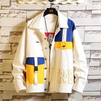 

Multi pocket jacket men Multicolor Loose jacket Big size 3xl 4xl 5xl White Black Army green